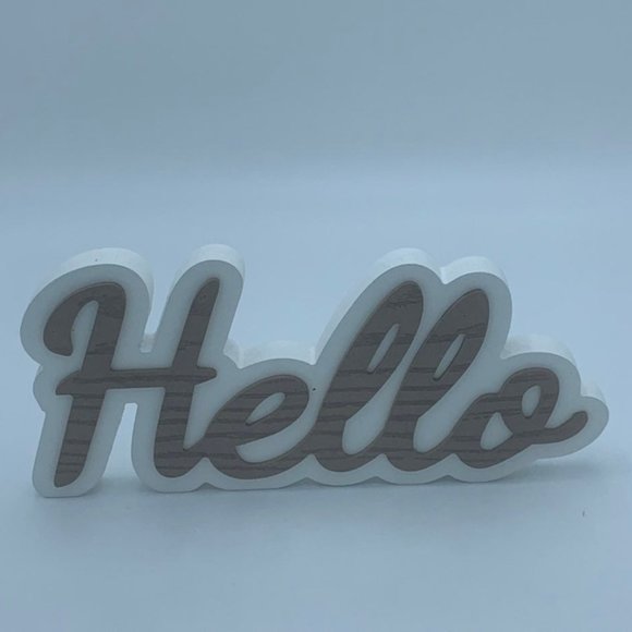 Farmhouse Hello Wood Painted Decor Sign - Picture 1 of 5